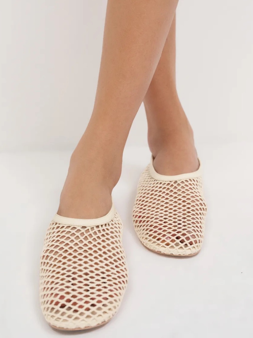 Reformation Mesh Slip-On Flats in Cream